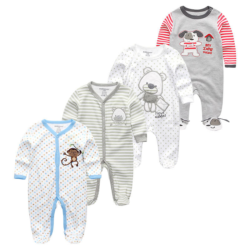Macacão de manga longa para bebês, pijama de algodão para recém-nascidos de 0-12 meses, verão 2021