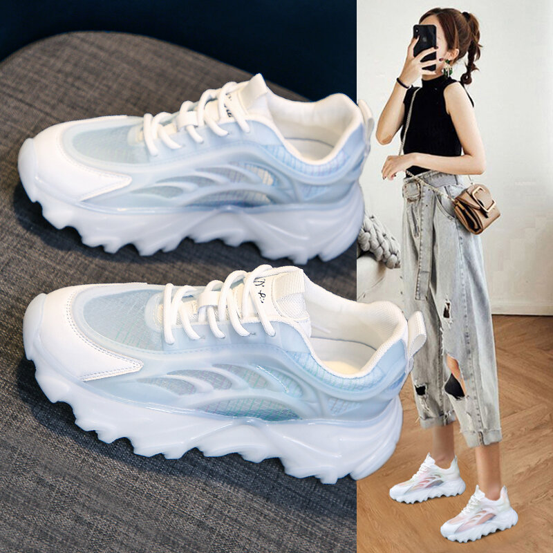 Женские кроссовки с круглым носком, летняя спортивная обувь для бега, модная женская летняя обувь, 2021