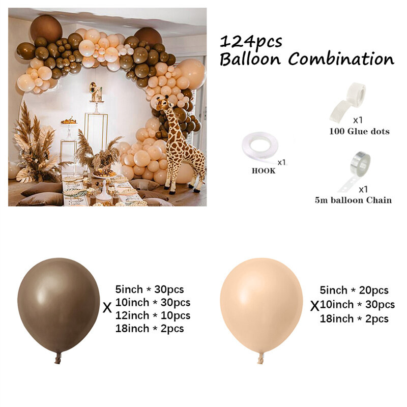 Retro Balon Coklat Garland Lengkungan Lateks Mengembang Balon Pernikahan Deco Ulang Tahun Baptisan Tema Dekorasi Latar Belakang untuk Pesta