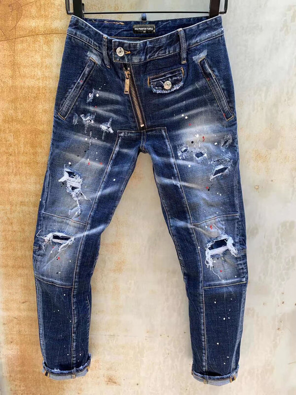 Новинка 2021, мужские узкие джинсы DSQ PHANTOM черепаха, базовые повседневные джинсовые брюки, женская брендовая одежда DSQ133