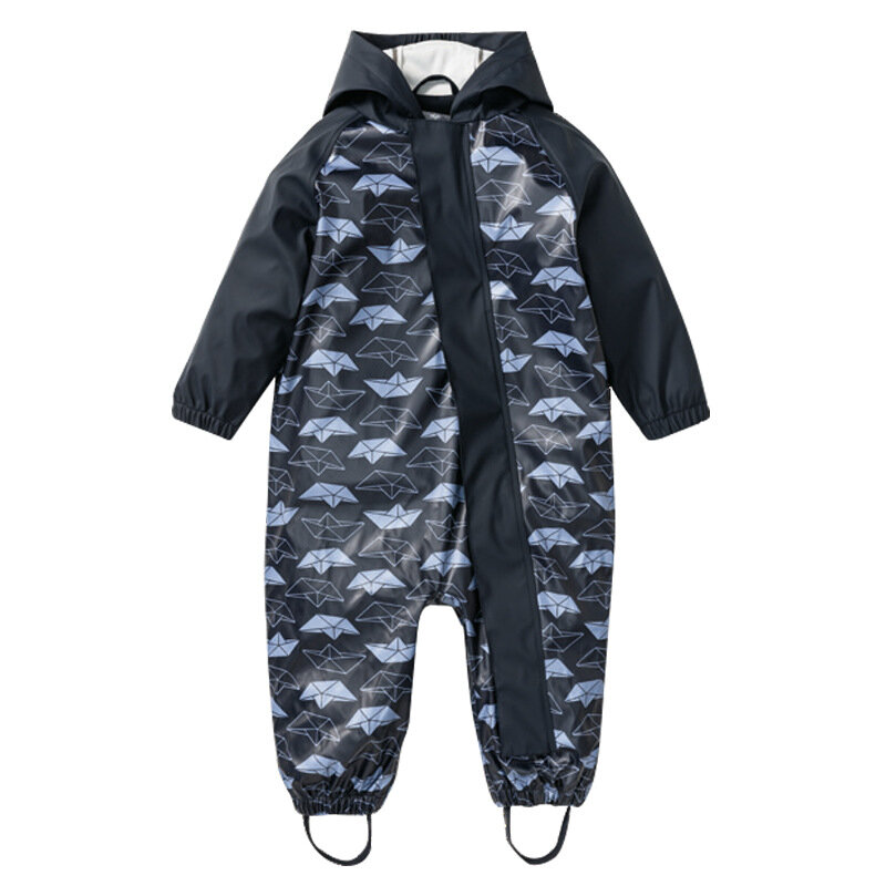 Pelele impermeable con capucha para niñas, ropa deportiva de una pieza con puntos para bebé, monos de verano de PU, 2020