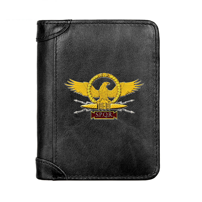 Men's Wallet Genuine Leather Purse Male Roman Empire Printing Wallet Multifunction Storage Bag Coin Card Bags Short