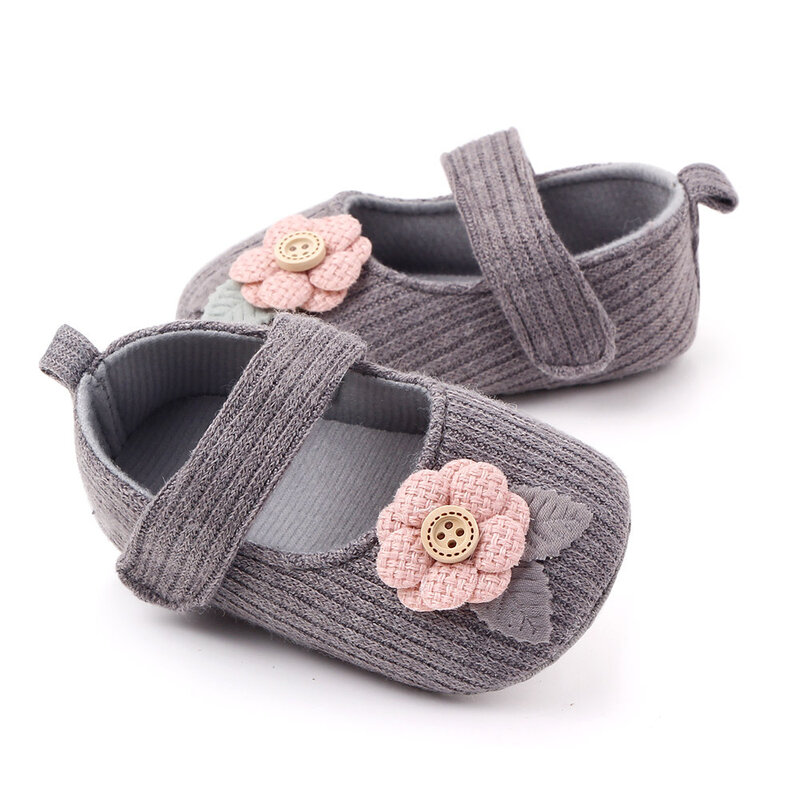 0-18M Newborn First Walkers Knitted Cotton Toddler Shoes Anti-slip Sneakers Flower Baby Shoes Girls Soft Sole Prewalker