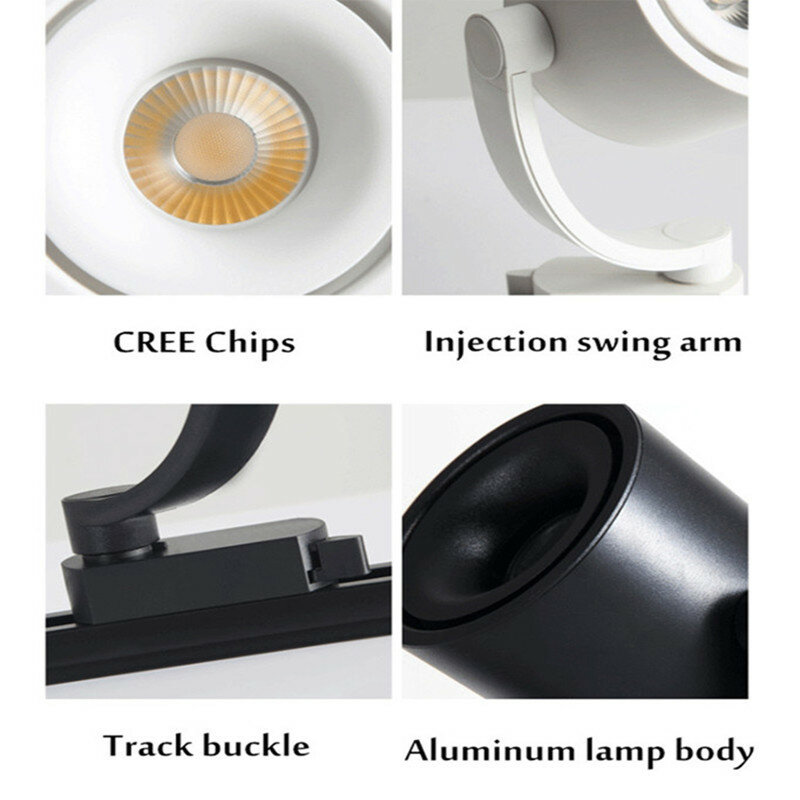 Dimmable LED Downlight Surface Mounted Ceiling Light 12W 15W 20W Foldable 360° Rotatable Background Wall Lamp Track Spotlight