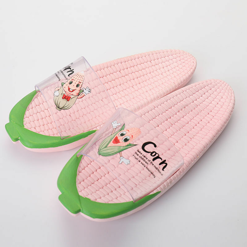 Créatif maïs femmes pantoufle talon plat bascule antidérapant intérieur salle De bain antidérapant sandales maison chaussures Zapatos De Mujer TX99