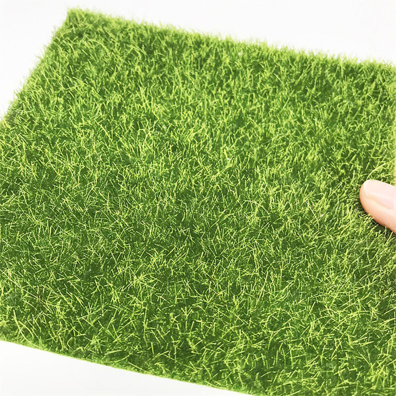 15x15cm suave césped Artificial, césped Artificial alfombra verde Artificial jardín miniatura muñeca artesanal-decoración de la casa