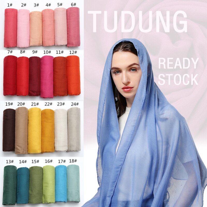 Hot kobiety solidna hidżab muzułmańska chusta na głowę Foulard szale i okłady cienka bawełna Lslamic szaliki Turban kobieta pałąk bandana 2021
