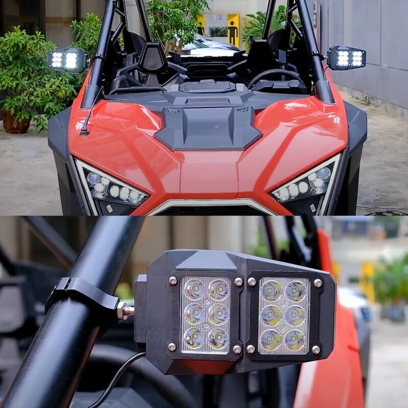 LEDランプ付き車用utvリアビューミラー,1.75 " - 2" 直径の丸い管付きほとんどのutvランプ,自動車部品
