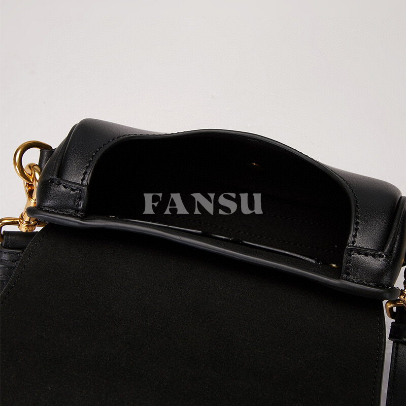 FANSU Light Luxury Leather For Women Bag Semi-circular Crossbody Bag Leisure Simple Minority Design Feeling Versatile Saddle Bag