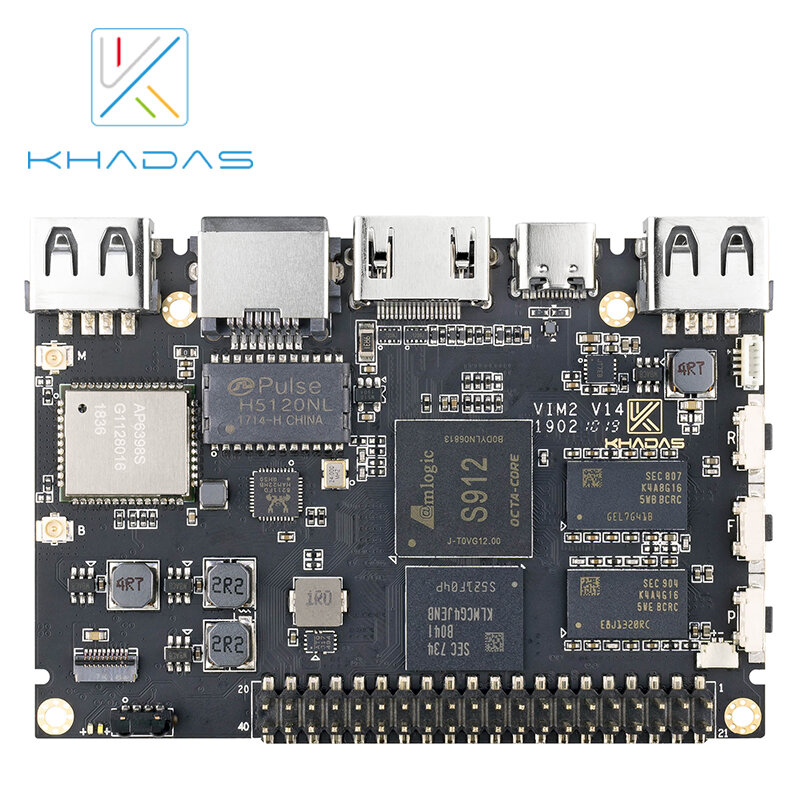 Khadas-جهاز كمبيوتر VIM2 ، لوحة أساسية ، ثماني النواة ، مع MIMOx2 ، WiFi ، AP6356S ، WOL ، Amlogic S912 ، صندوق DIY