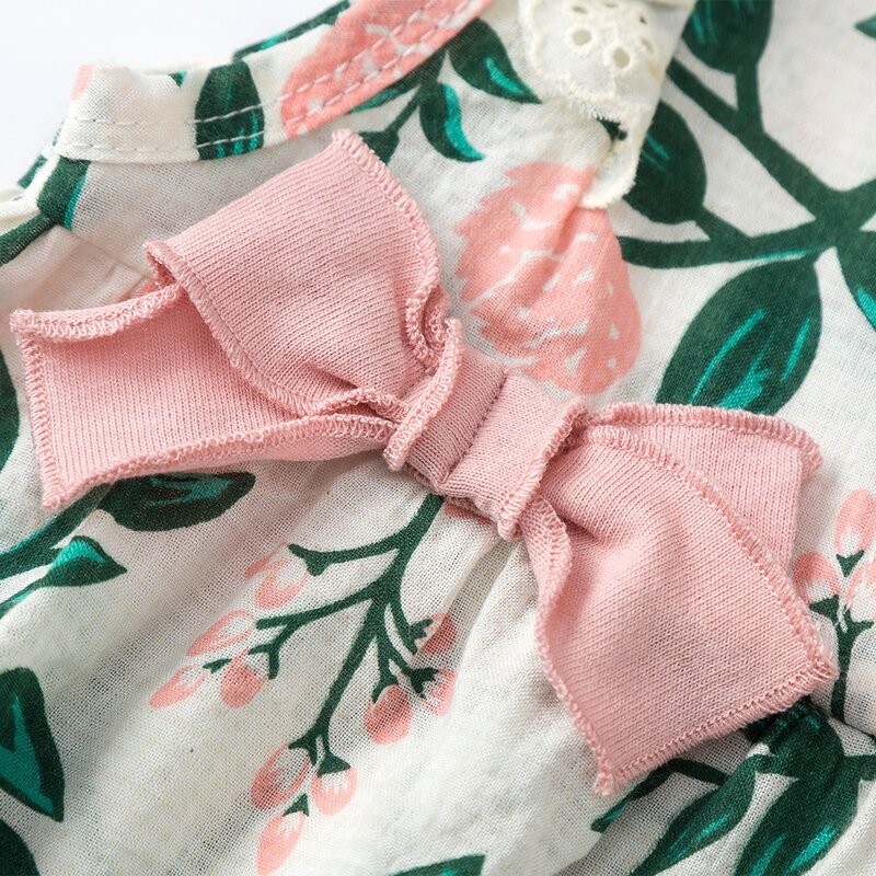 Baby Newborn Clothes Infant Jumpsuit Ethnic Floral Bowknot Decor Cotton Bodysuit