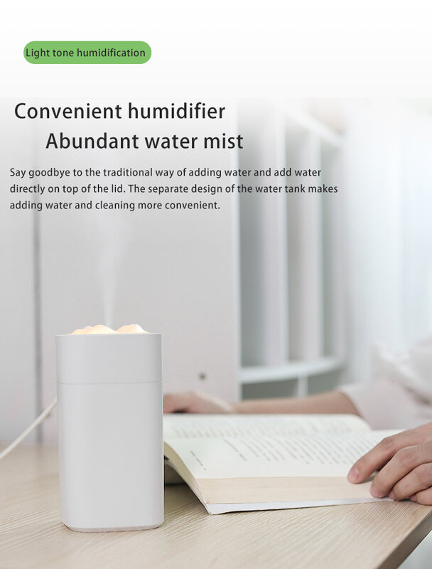 Umidificatore d'aria con 350ML per auto Home Office diffusore di aromi elettrico nebbia nebulizzatore Ultra silenzioso con lampada a LED per purificatore d'aria H