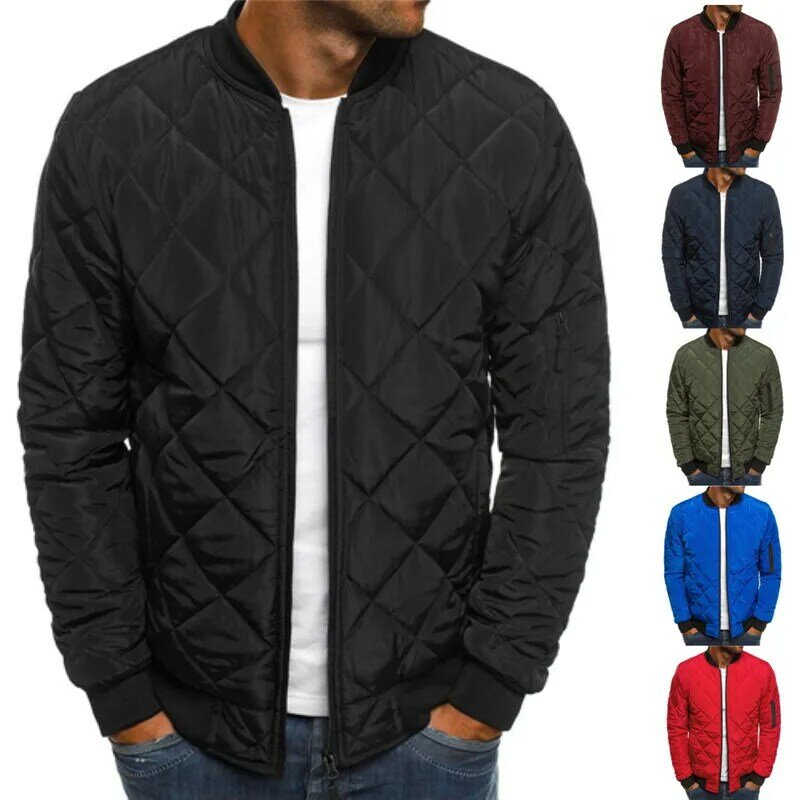 Giacche moda tinta unita per uomo giacca in cotone Lingge addensare Stand colletto cappotti comodo cappotto invernale con cerniera superiore