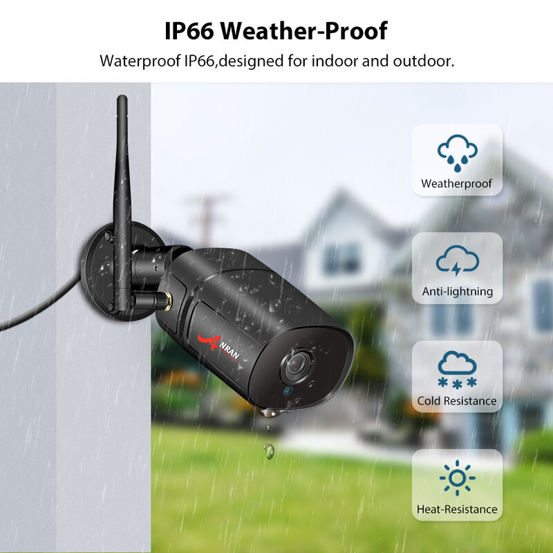 ANRAN caméra de Surveillance extérieure IP Wifi HD 1296P dispositif de sécurité sans fil avec Vision nocturne infrarouge et Audio bidirectionnel