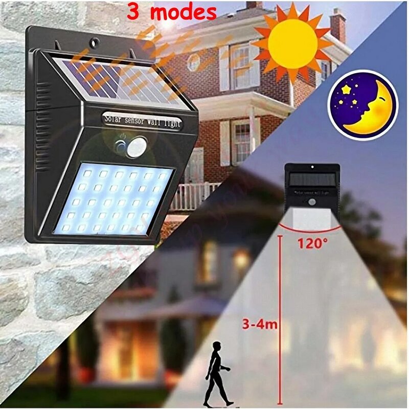Lâmpada solar com sensor de movimento, 1 a 4 peças, resistência à água, sistema de segurança para áreas externas, possui iluminação de jardim, caminho de rua
