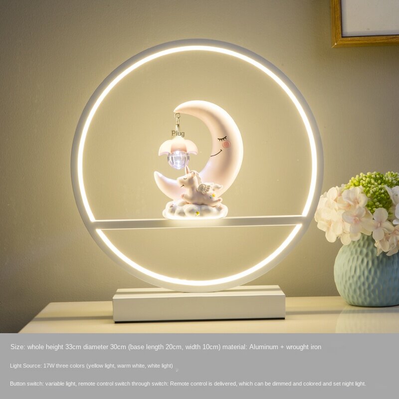 Lámpara de mesa nórdica creativa para dormitorio, regalo de cumpleaños moderno, simple, para habitación de niños y niñas