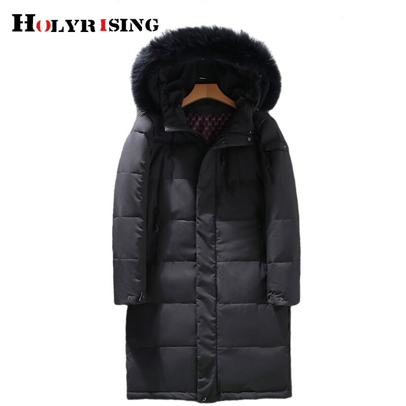 Inverno 90% para baixo casacos longos casual engrossar outwear proofwind pato jaqueta de penas ajustável com capuz veste de luxe homme 19863