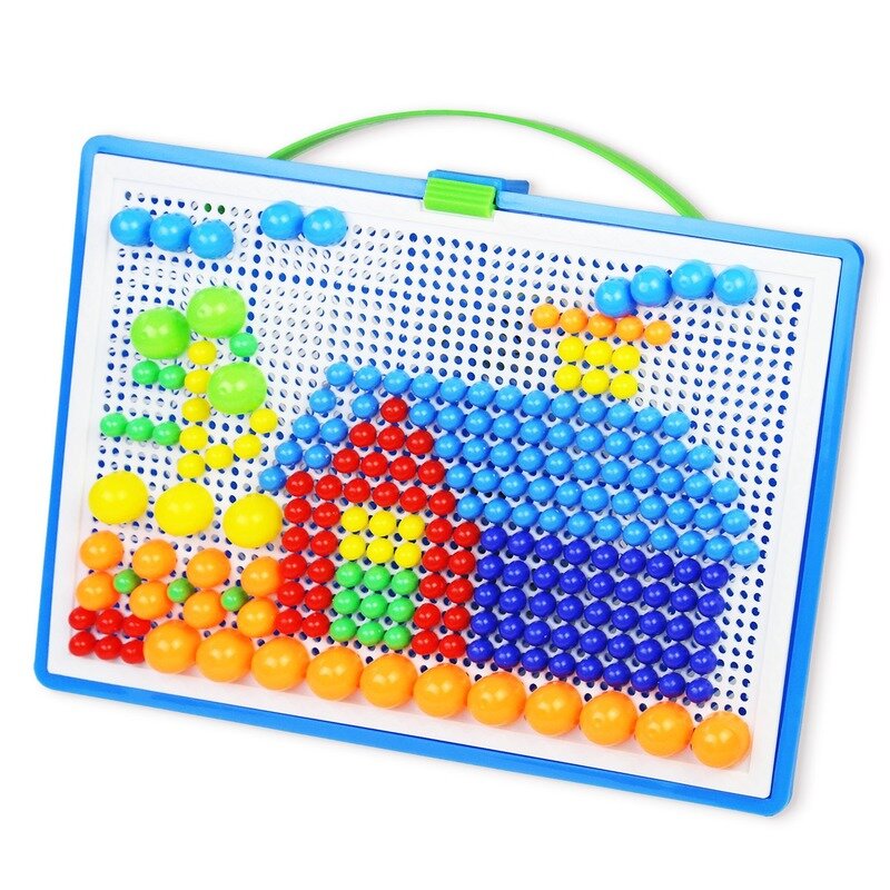 296 Jamur Kuku Mainan Anak Diy Tangan-Dimasukkan Manik-manik Puzzle Jamur Ding Kotak Besar Bayi Mainan Puzzle
