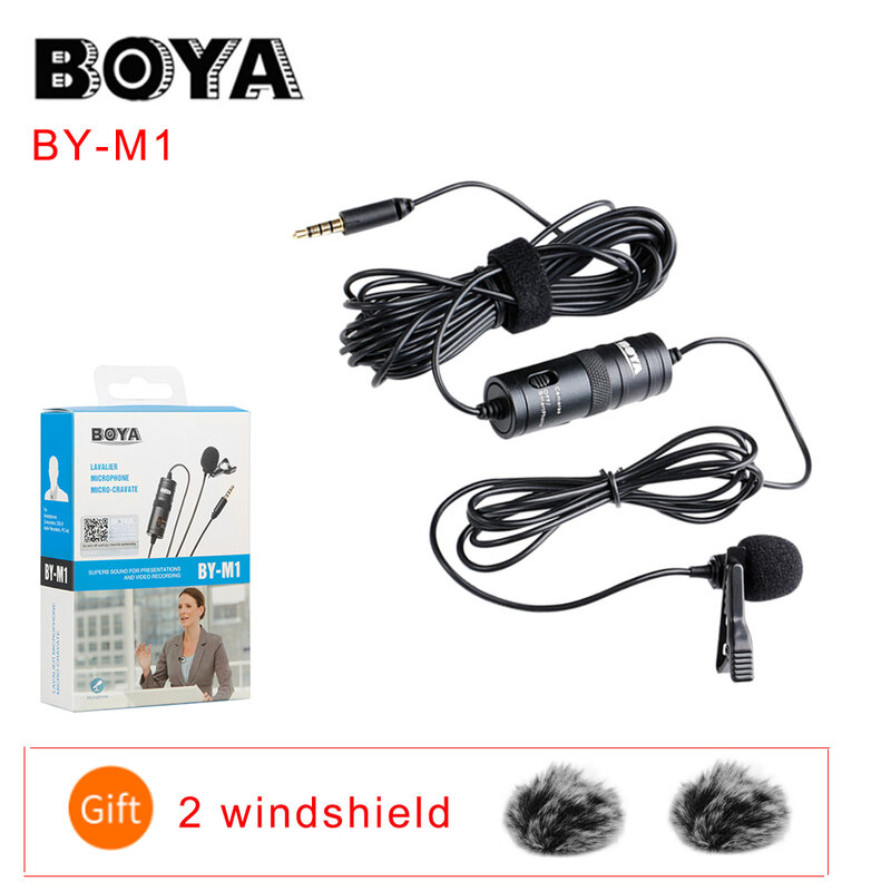 Boya BY-M1 por m1 lavalier microfone câmera gravador de vídeo para iphone smartphone canon nikon dslr zoom filmadora audiorecorders