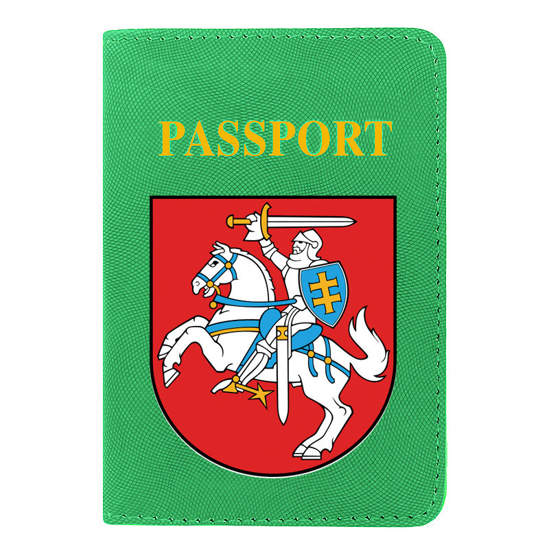 High Quality Fashion Lithuania Emblem  Printing Men Women Passport Cover Leather Travel Pocket Wallet Bags