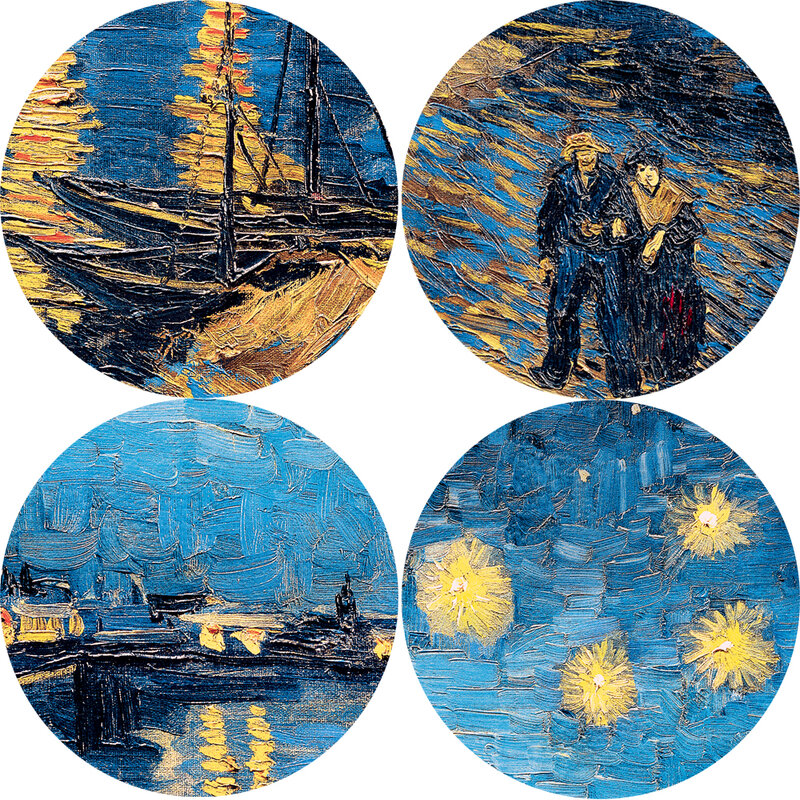 Réplique de peintures de nuit étoilée Van Gogh peintes à la main sur le mur, toile de nuit étoilée impressionniste pour salon