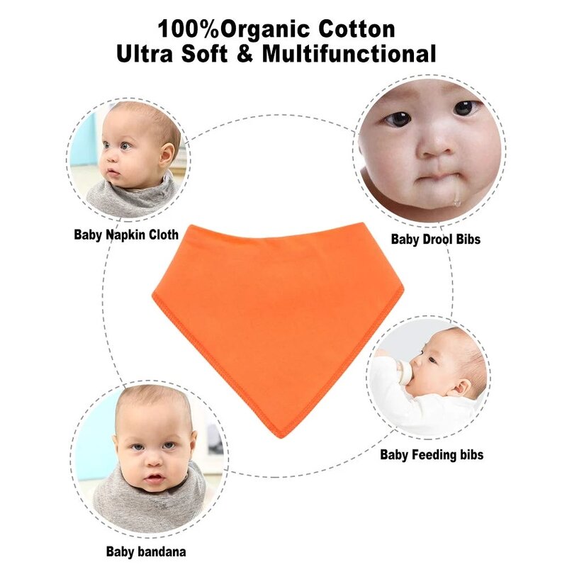 Bandana Bibs de algodão orgânico do bebê, Babadores para babar e dentição, Macio e absorvente, Presente do chuveiro do bebê, 1pc
