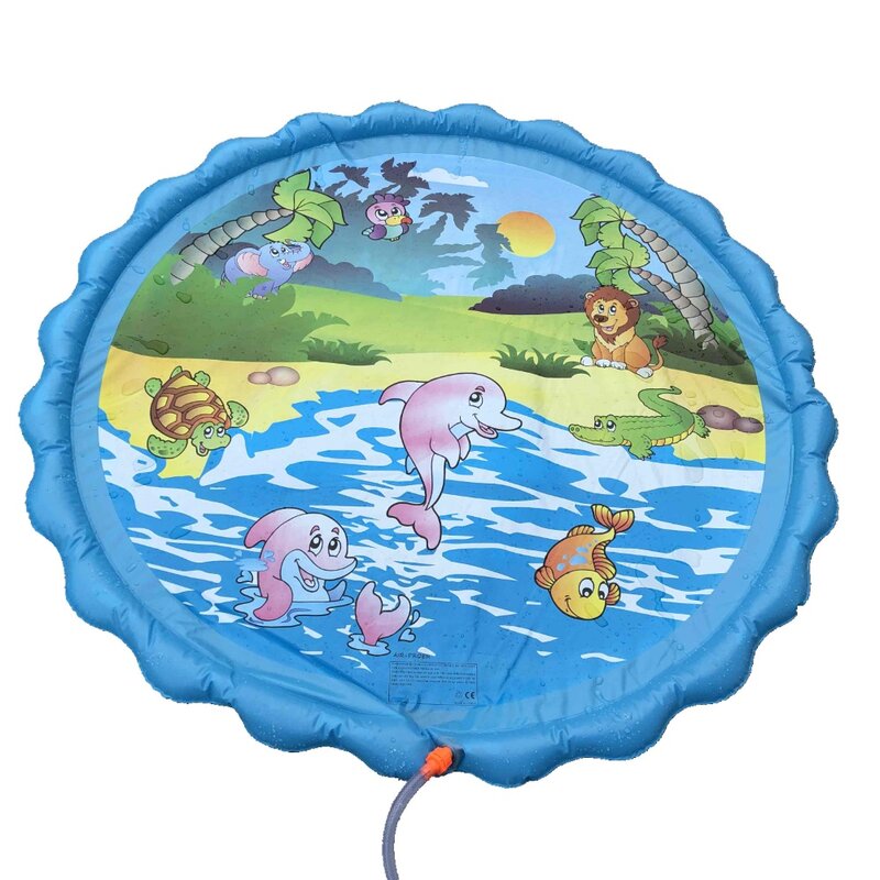 Summer Kids Sea Animal Inflatable Sprinkle Splash Mat Water Spray Game Pad Toy Cute Pattern Water Play Inflatable Cushion
