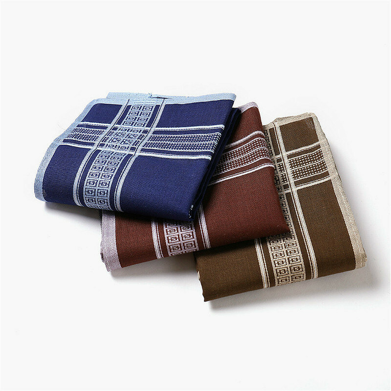 Lenço de cetim masculino 3 peças, lenço de negócios em algodão jacquard, guardanapo de linha escura, bolso de ponta