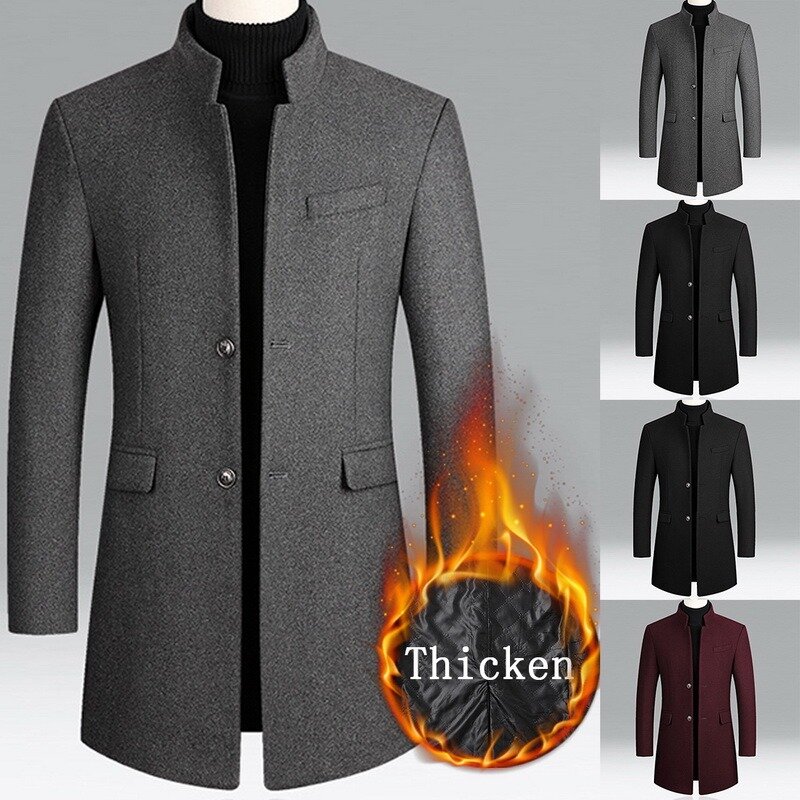 2021 nova lã & misturas casaco masculino outono inverno longo trench coat negócios casual grosso casaco de lã dos homens overcoats roupas marca