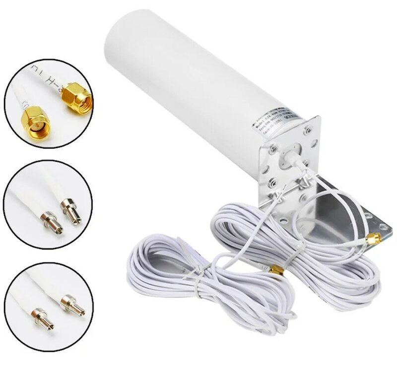 New 4G omnidirectional barrel antenna outdoor antenna  with 5m dual interface SMA  TS9 CRC9 router network card antenna