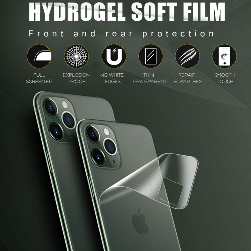 Película protectora frontal y trasera de hidrogel para iPhone 12 Pro, Protector de pantalla para iPhone 12 Pro, película de protección máxima, no cristal