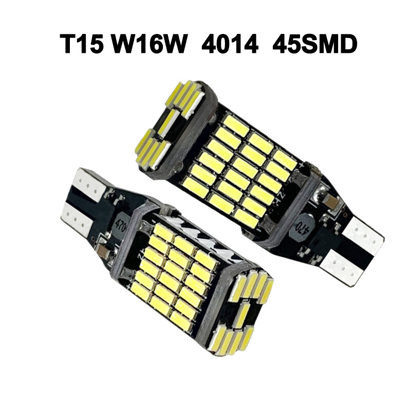 2x LEDカーヘッドライトランプ,12V DC,T15,w16w,T10,w5w,4014,Canbusエラーなし,ハイパワーパーキングライト