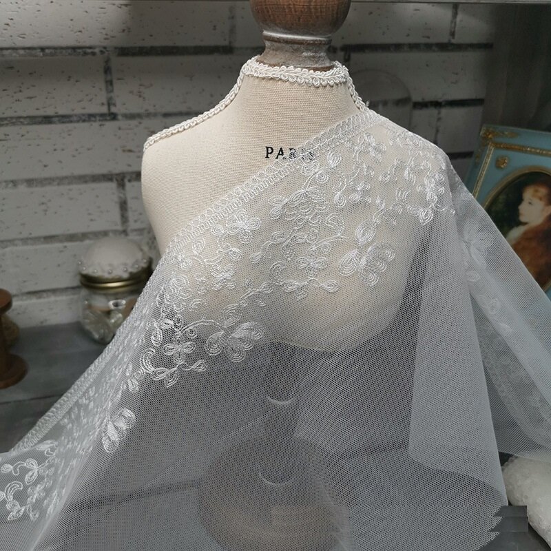 Jupe de robe de mariée en dentelle brodée de maille de 3 mètres, accessoires de vêtements de décoration DIY