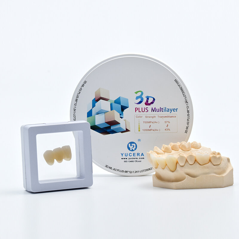 3D plus multi zirconia block 43% 57% abito da ballo a 6 strati per denti in porcellana