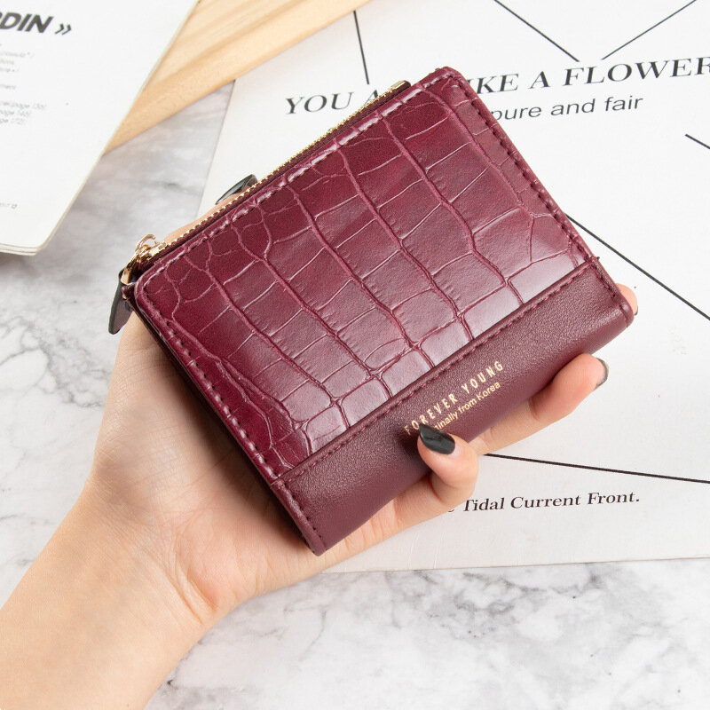 クロコダイル柄の小さな女性用財布,ジッパー付きの高級デザイナーカードホルダー,ハンドバッグ