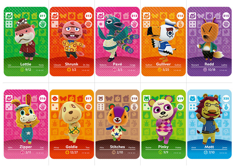100 sztuk dla zwierząt Croxxing karty przełącznik NS 3DS Ntag215 gry opon Marshal zestaw kart karty NFC Series 4 (301-400)