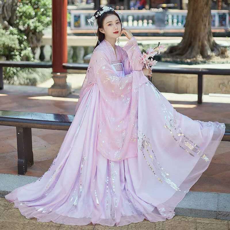 Gaun Putri Hanfu Tiongkok Musim Panas 2022 Baru Pakaian Cina Kostum Oriental Tari Wanita Kimono Rakyat Peri Wanita