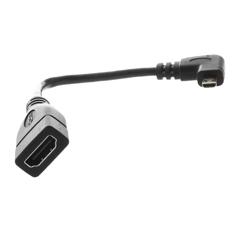 90 градусов Micro- HDMI правосторонний штекер к HDMI женскому адаптеру кабель, длина: 17 см