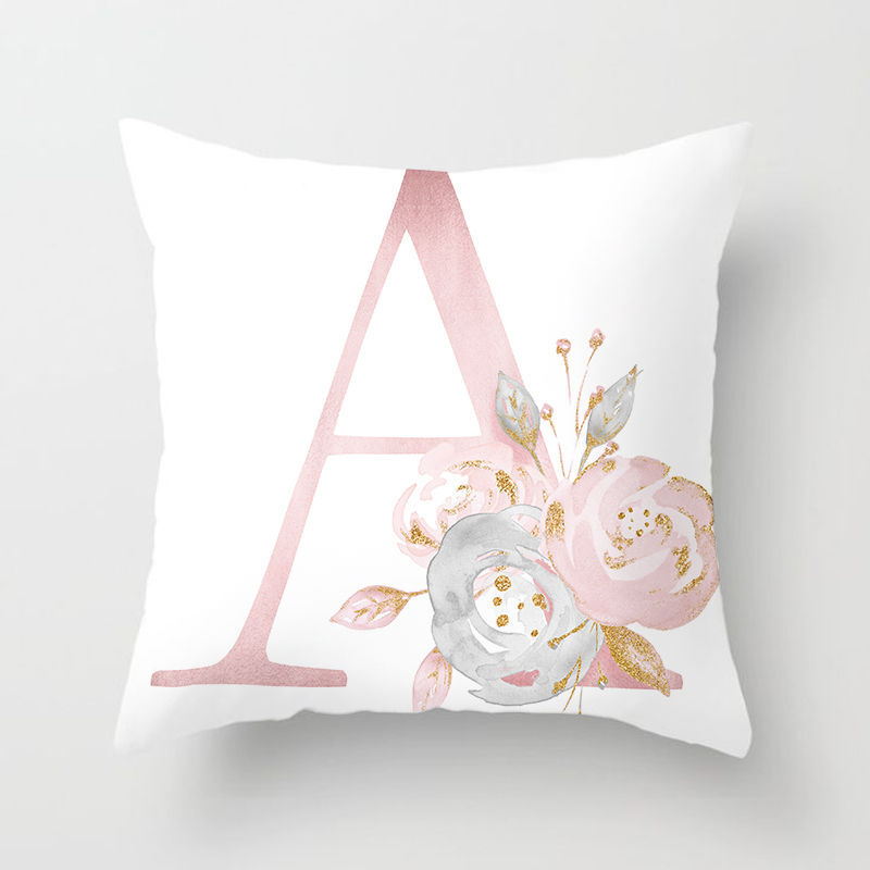 Rubylove-capa de almofadas decorativas para sofá e travesseiro, de poliéster, capa de almofadas decorativa, letras rosas