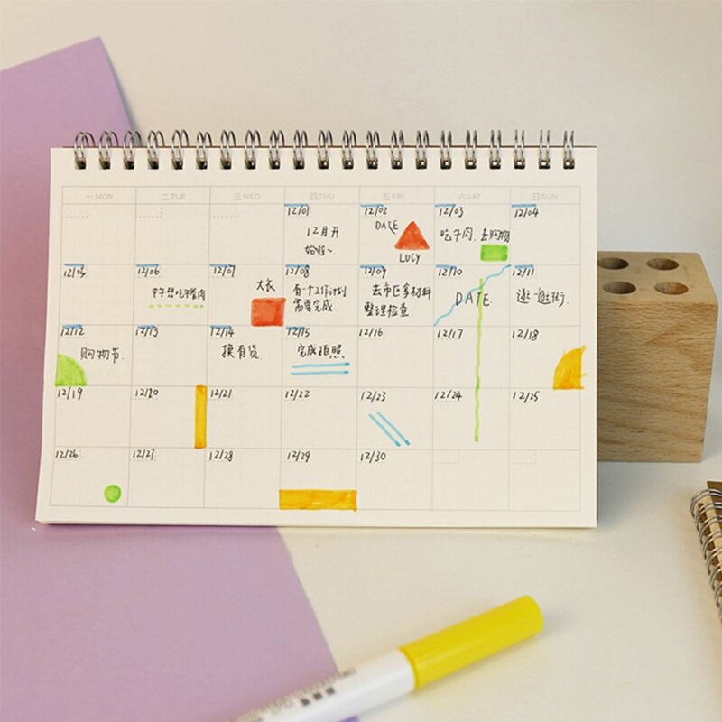 Terminarz miesięczny tygodniowy dzienny harmonogram dzienny pusty pamiętnik DIY notatnik do nauki