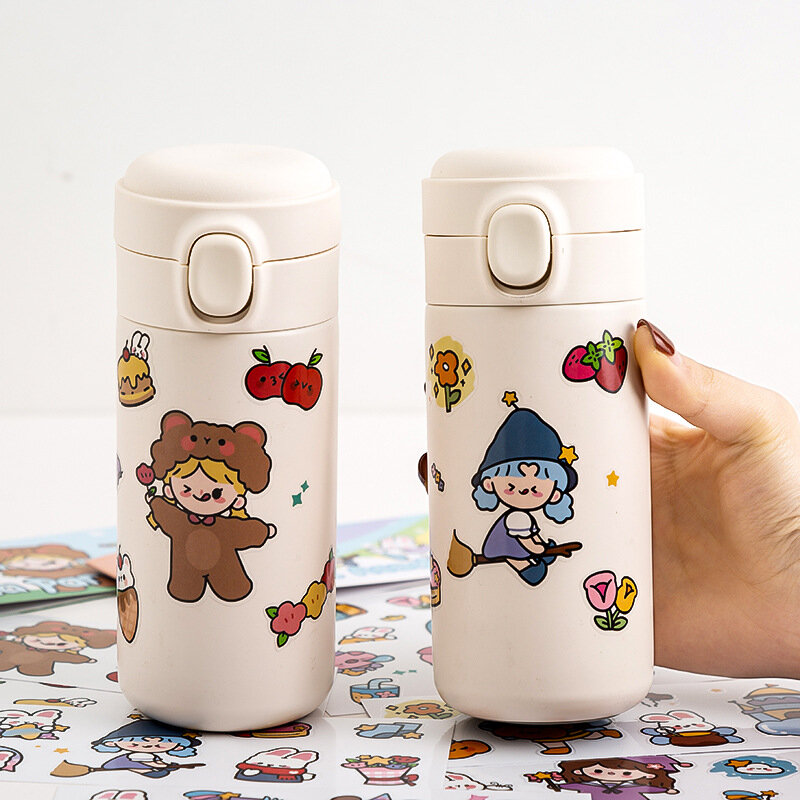 BULA 4 pz/set Super Cute Cartoon Girl adesivi in PVC manuale telefono adesivi per tazze d'acqua adesivi di cancelleria impermeabili