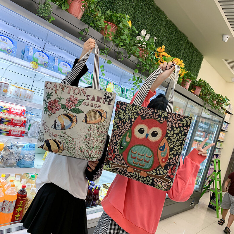 Bolso de lona de moda para mujer, bolsa de mano de lona coreana Simple, bolso de compras suave de gran capacidad, bolso escolar bonito para niña