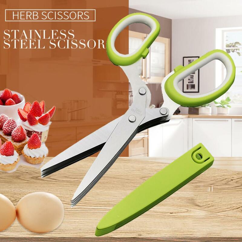 2020 Minced 5 Layers Basil Rosemary Kitchen scissor Shredded Chopped Scallion Cutter Herb Laver Spices Cook Tool cut 35P