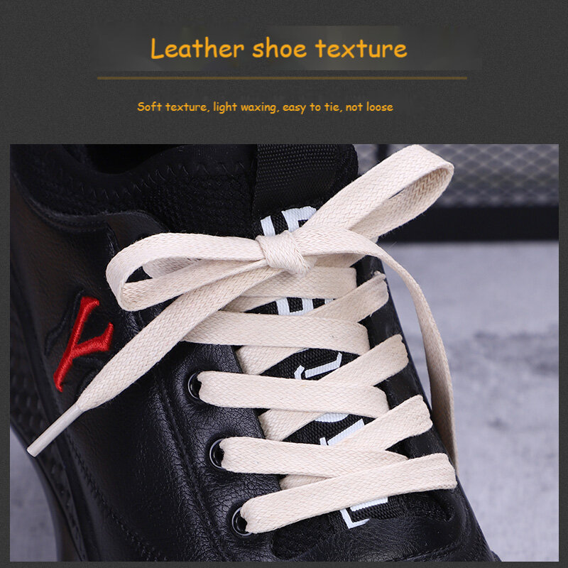 Waterproof Waxed Shoelaces Cotton Flat Shoe laces Width 0.8CM Unisex Boots Casual Sneakers Shoelace Leather Laces Shoes Strings