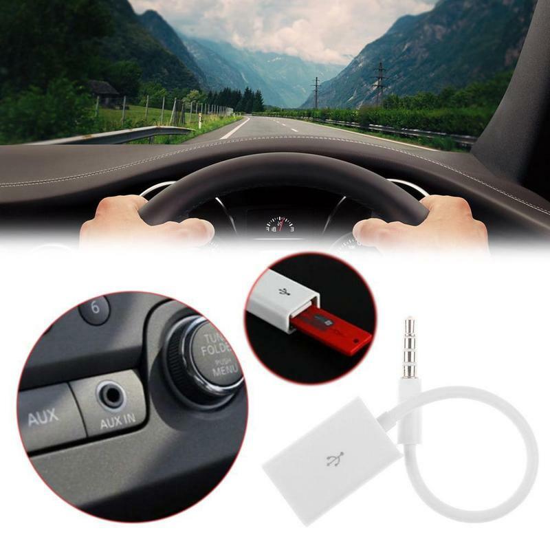 3.5mm Car Cable Male Car AUX Audio Plug Jack To USB 2.0 Female Converter Adapter Black White Color Can Choose