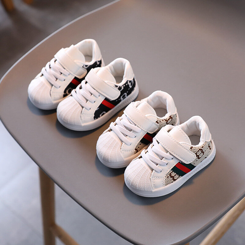 Bebê macio-sola da criança sapatos 1-2 anos de idade primavera e outono bebê branco sapatos infantil placa sapatos menina moda sapatos xadrez