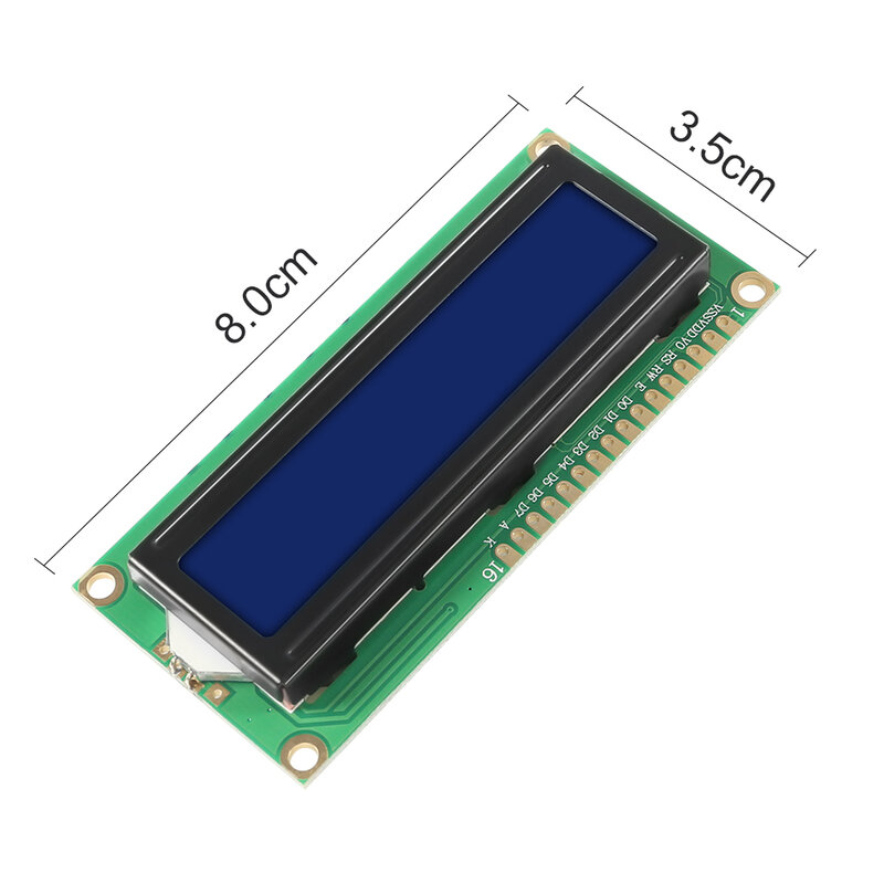 Modul Display LCD Karakter LCD1602 1602 Modul Layar Biru Hijau 16X2 HD44780 Kontroler Cahaya Biru Hitam