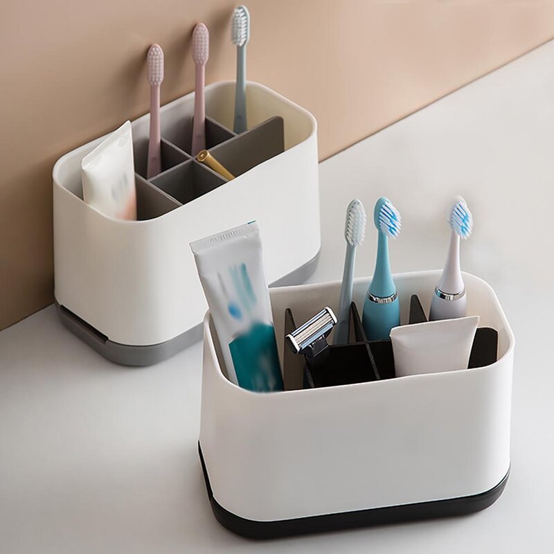 Escorredor de escova de dentes elétrico, rack multifuncional de drenagem de escova de dentes para banheiro, banheiro, maquiagem, caixa de armazenamento de escova de dentes