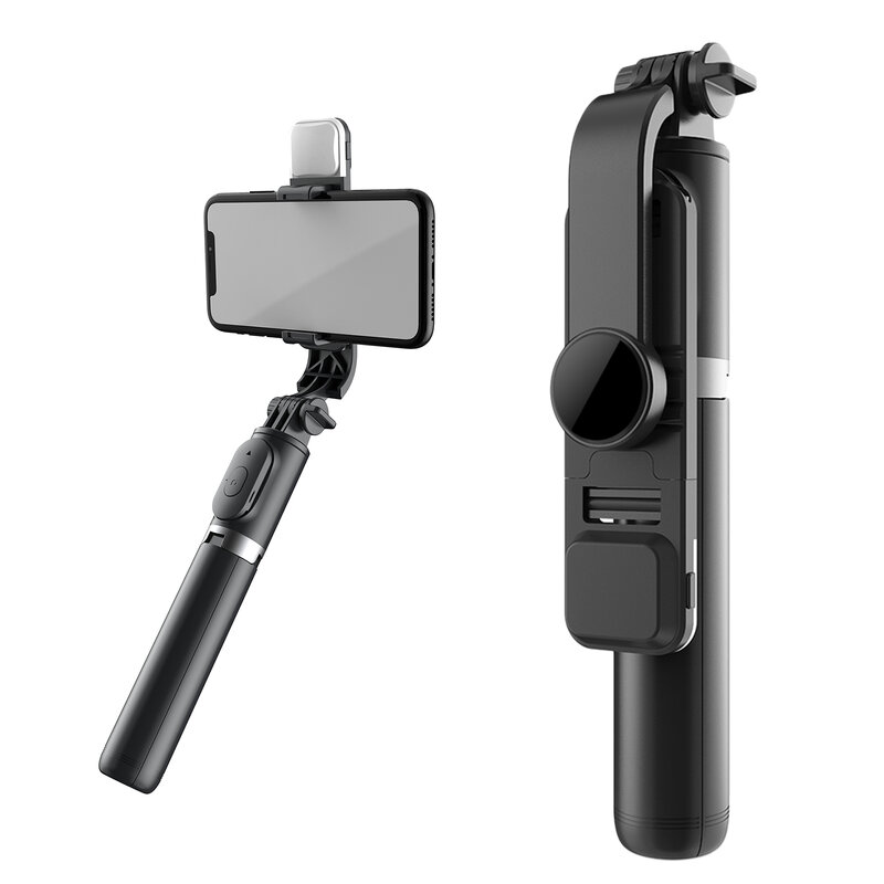 Palo de Selfie 3 en 1 inalámbrico Bluetooth Selfie Stick plegable Mini trípode con luz de relleno el obturador de Control para Ios Android