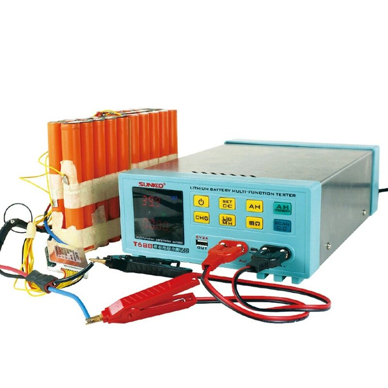 Teste de parâmetro de bateria de lítio sunkko, t688 18650 teste de descarga interna, teste de envelhecimento de bateria
